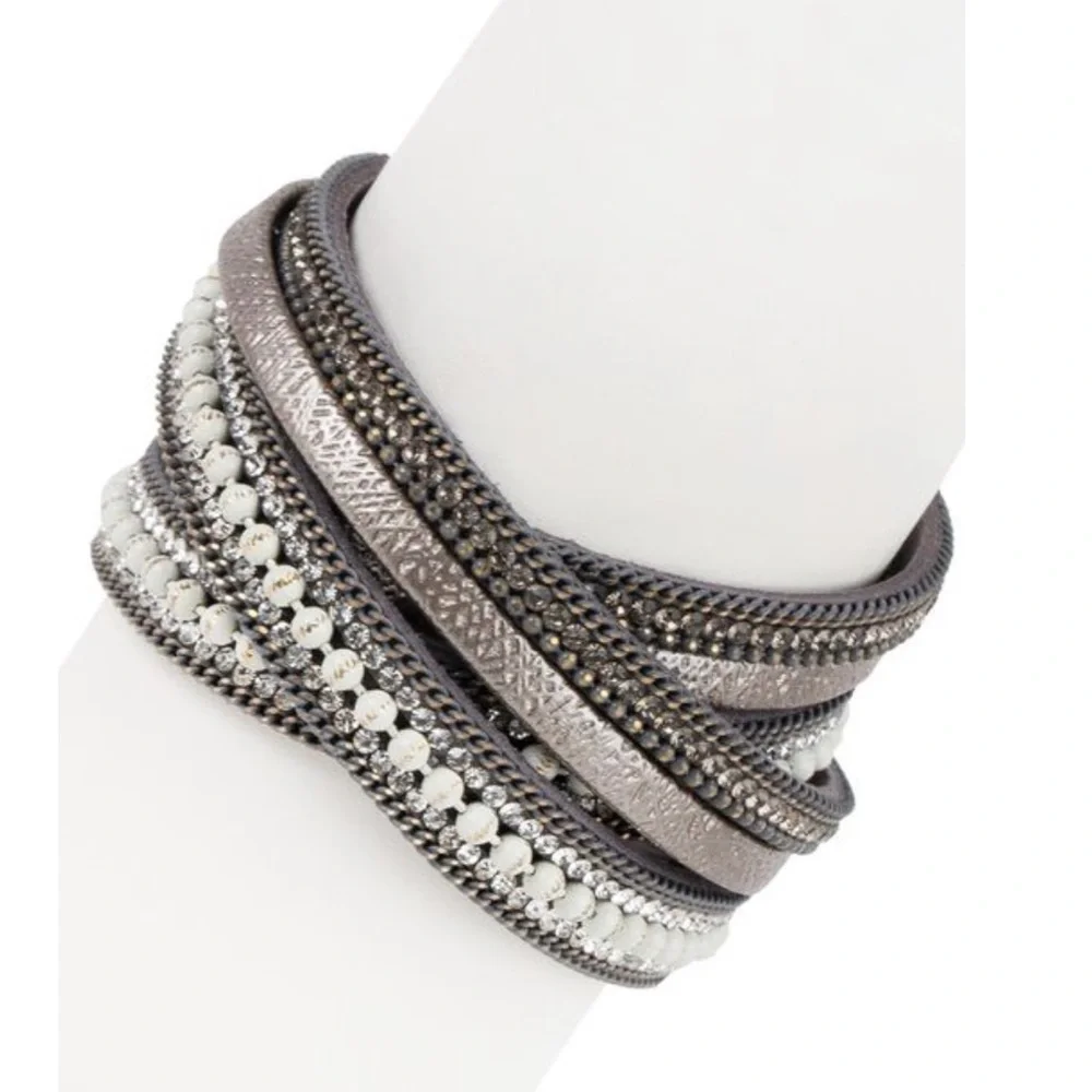 SAACHI Hilton Double Wrap Bracelet Grey